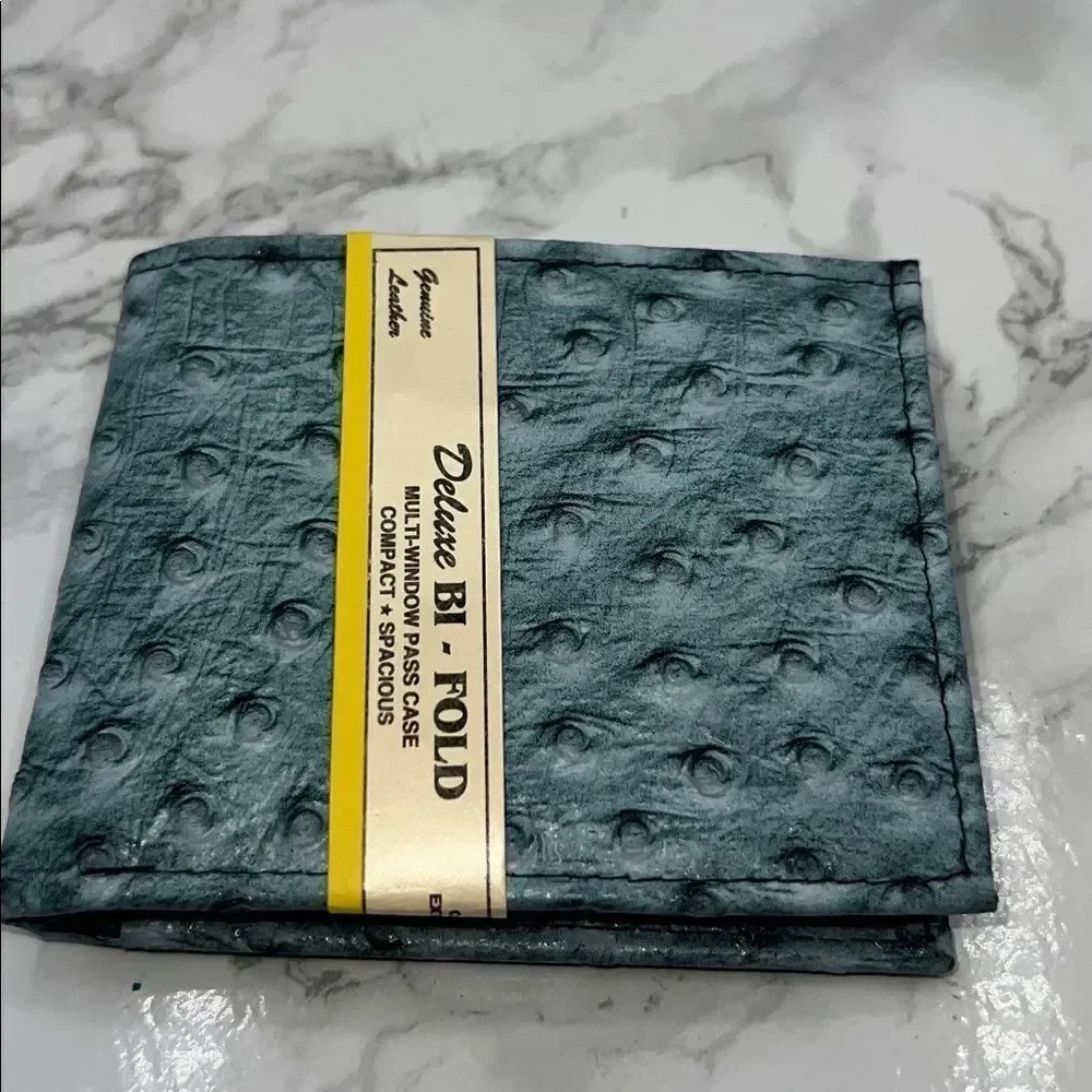 DELUX Genuine Leather Blue Bifold Wallet-New!